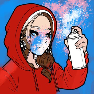a realistic girl, spray painting