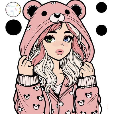 realistic girl in a animal pjs hoodie