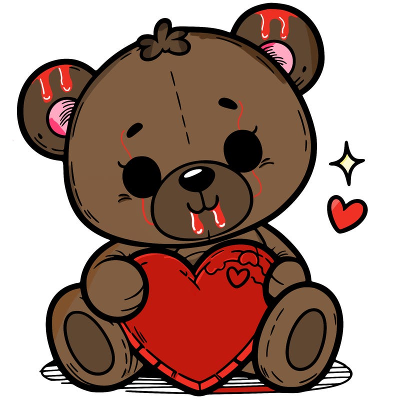 a cute teddy holding a cute heart