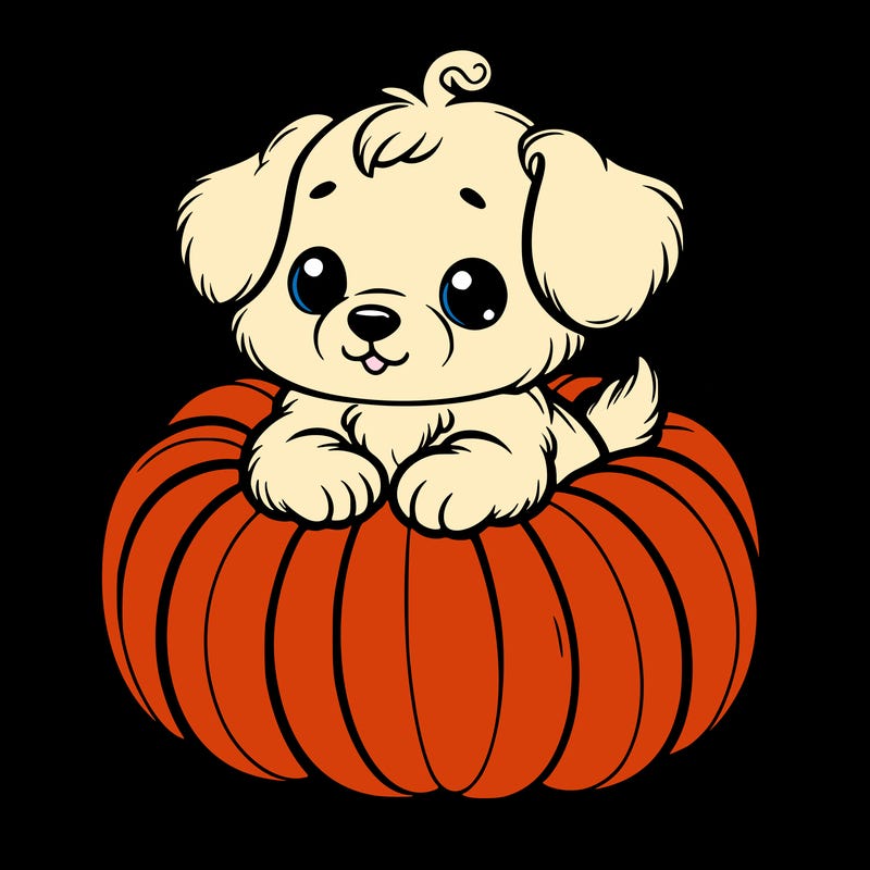 cute little puppy in a pumpkin