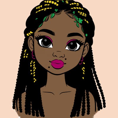 a realistic black girl with braids