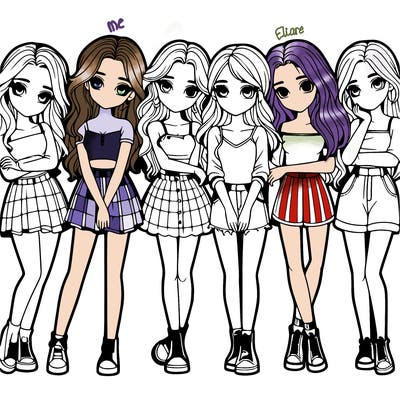 a group of girls realistic