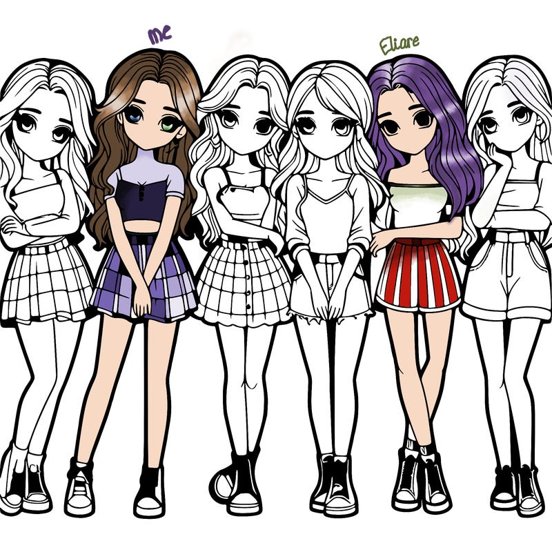 a group of girls realistic