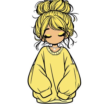 girl with baggy sweatshirt and messy bun