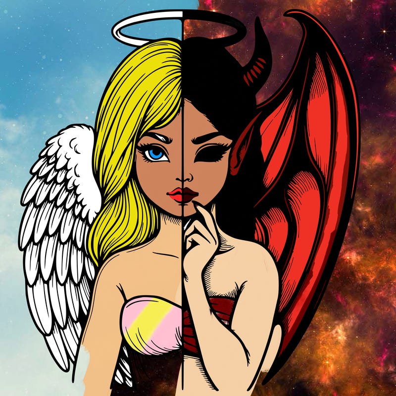 realistic angel half demon