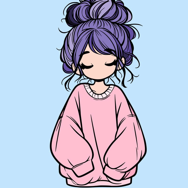 girl with baggy sweatshirt and messy bun