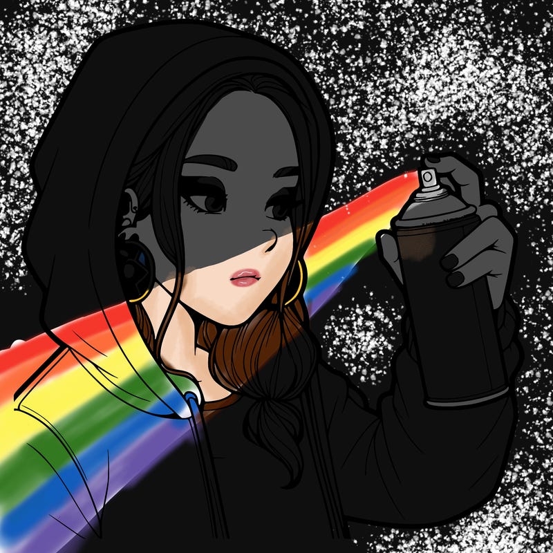 a realistic girl, spray painting