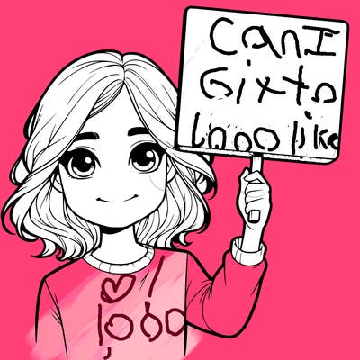 realistic girl holding up a sign