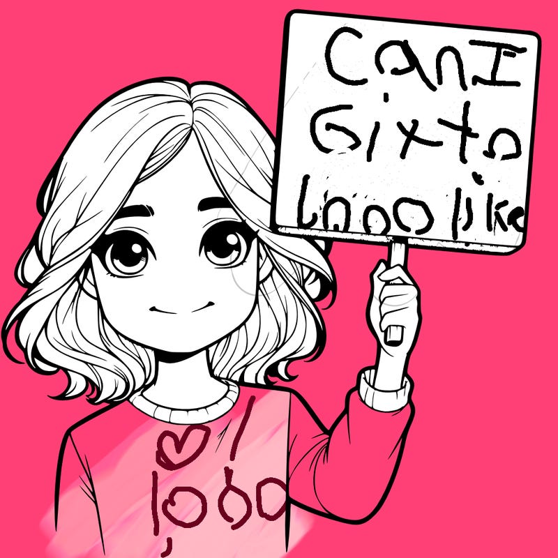 realistic girl holding up a sign