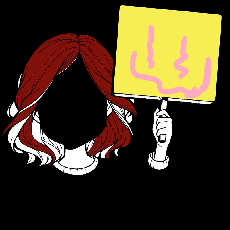 realistic girl holding up a sign