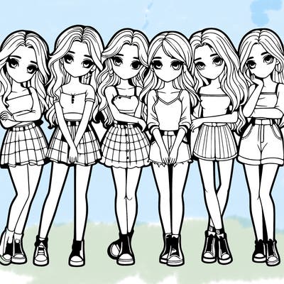 a group of girls realistic