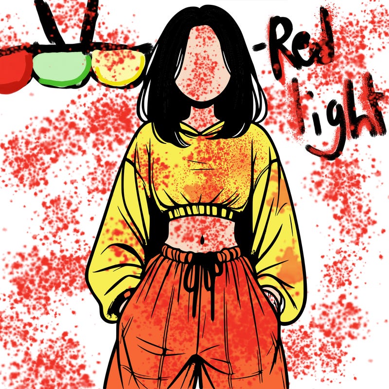 realistic girl faceless with baggy pants and a crop top