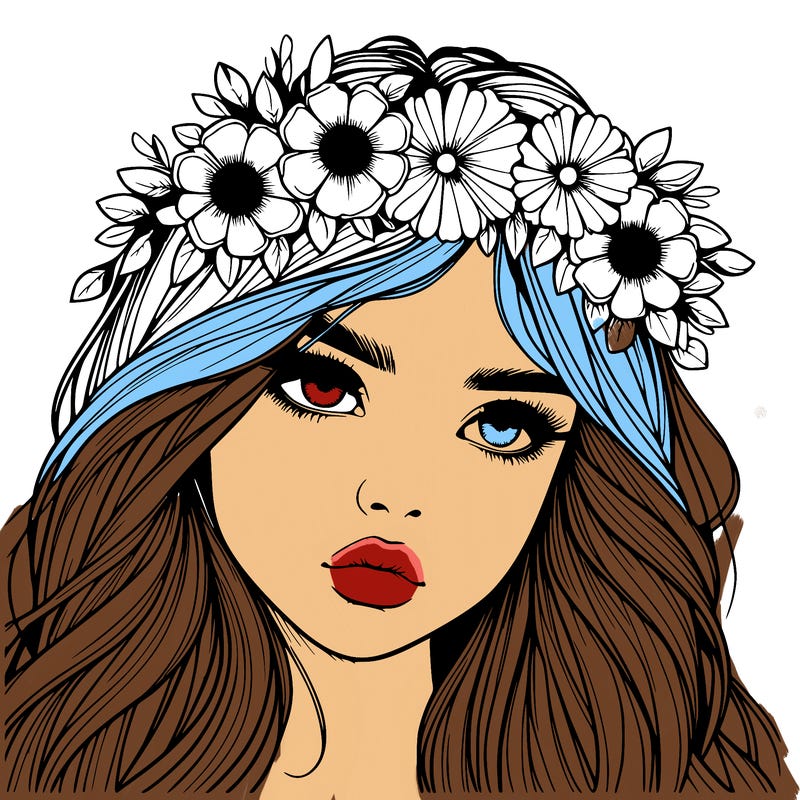 realistic girl with flowers crown