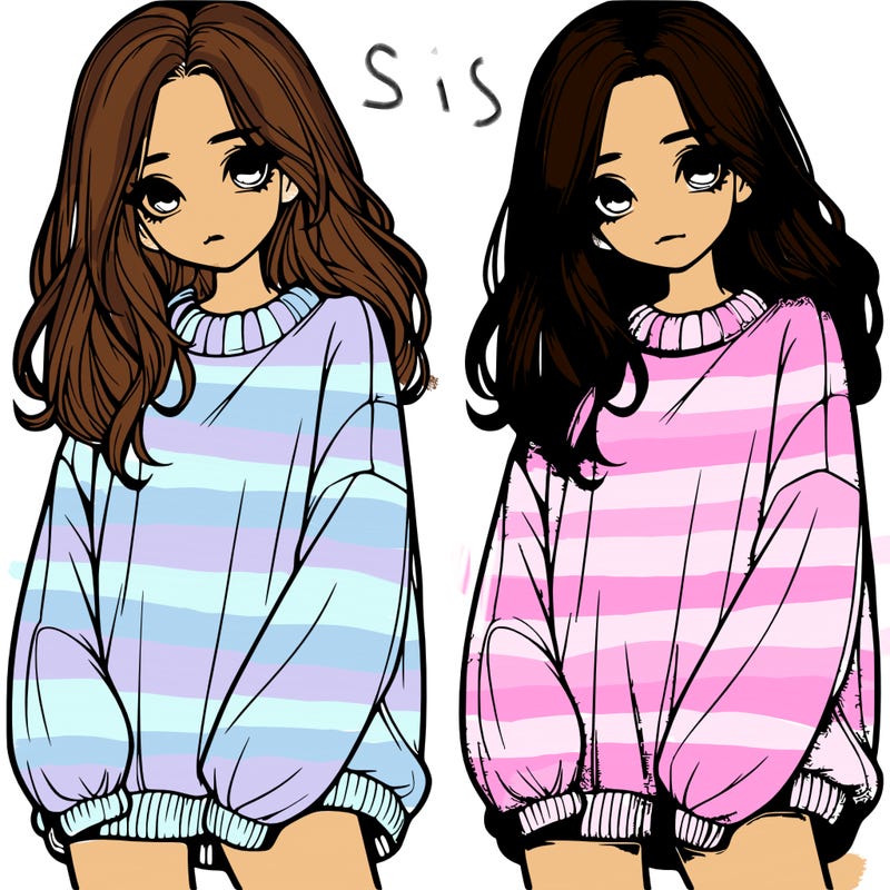 realistic girl with baggy sweater
