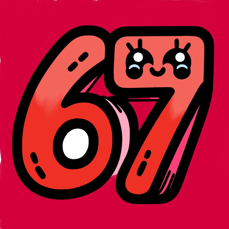 the numbers 67