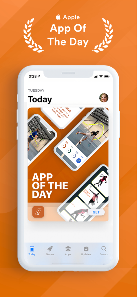 sevensix – Tennis AI Coach - iPhone displaying sevensix Tennis AI Coach featured as Apple App of the Day