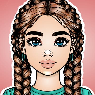 realistic girl with braids
