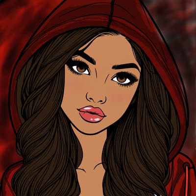realistic beautiful girl with a hood on