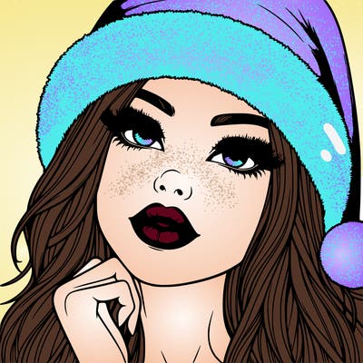 realistic christmas girl with lips