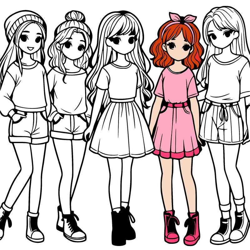 a group of five girls