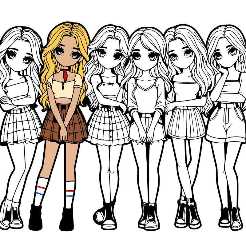 a group of girls realistic