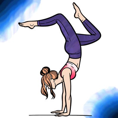 a woman doing a handstand