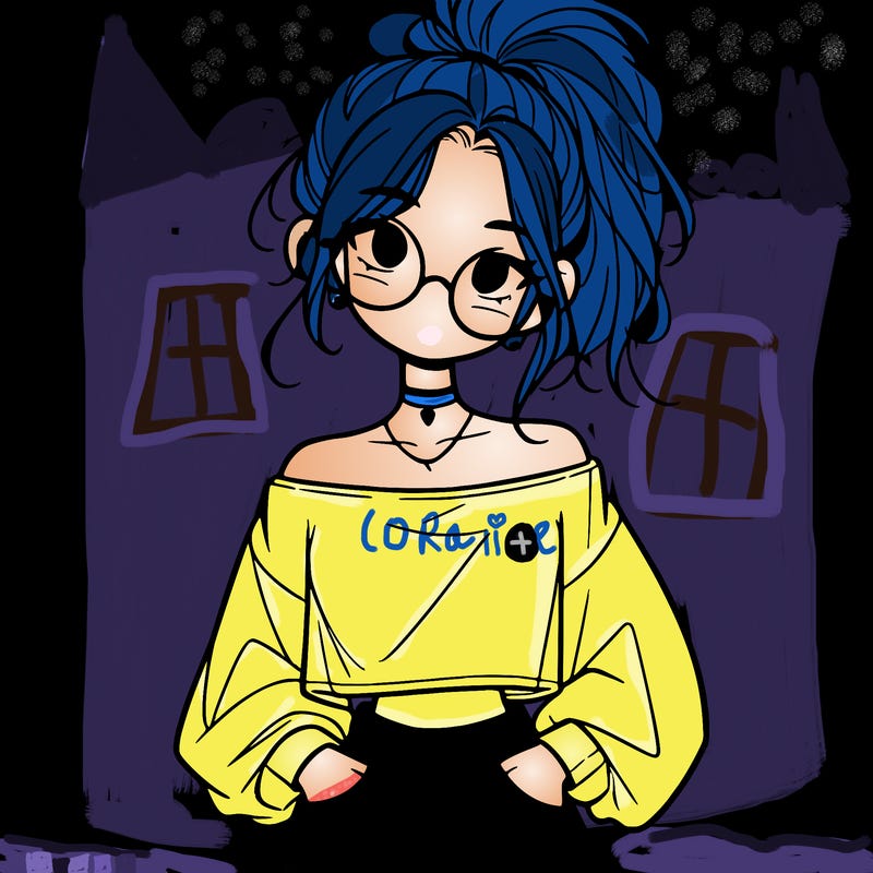 girl with a messy ponytail glasses a baggy crop top and jean shorts