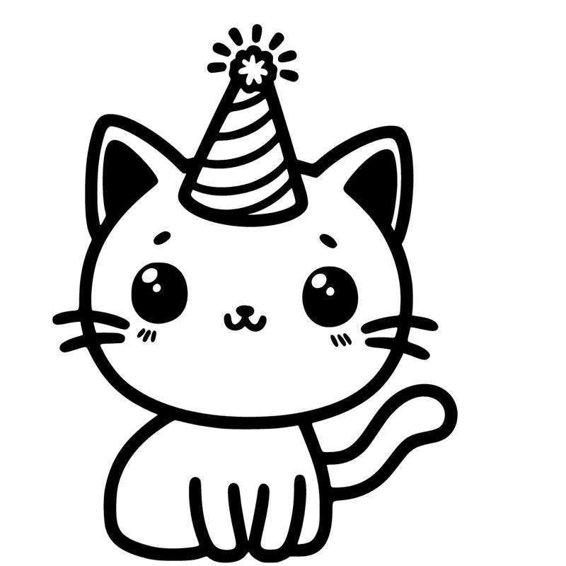 a cat with a party hat