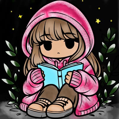 girl in oversized hoodie reading a book
