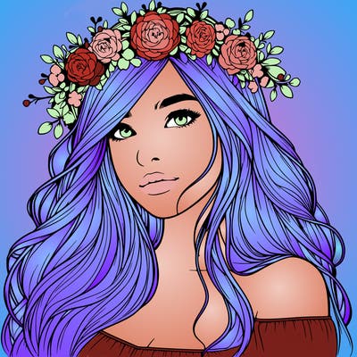 realistic girl with flower crown