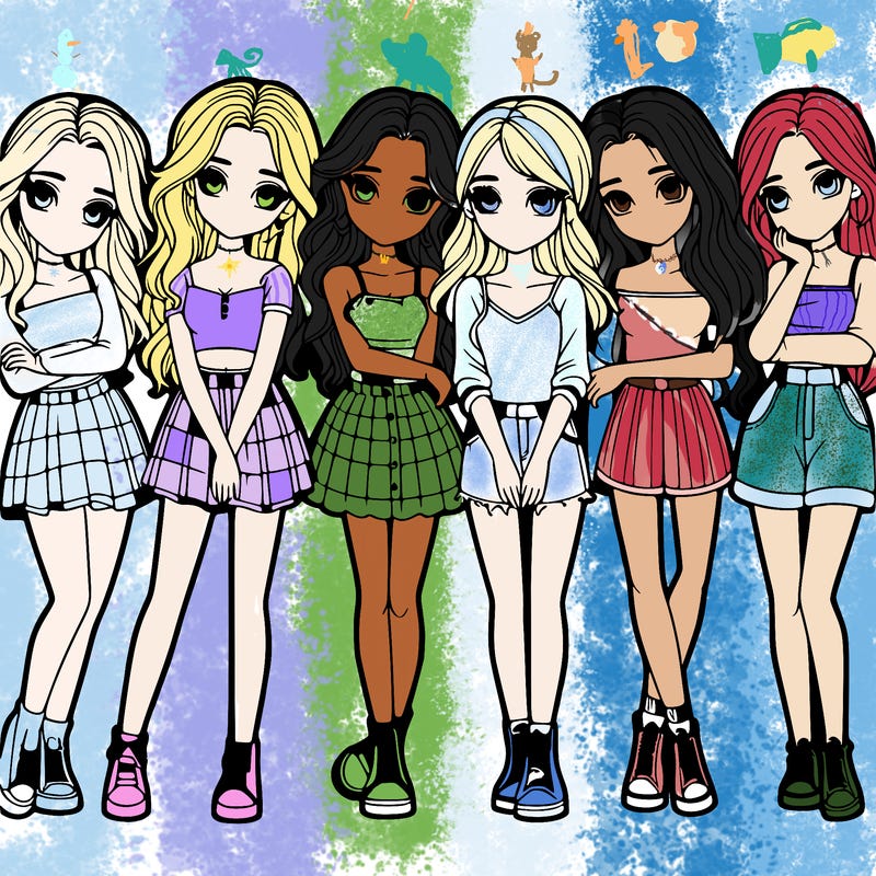 a group of girls realistic