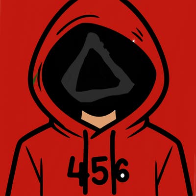 a person with non face waering a hoodie with a 456 symbol