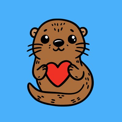 otter with a heart