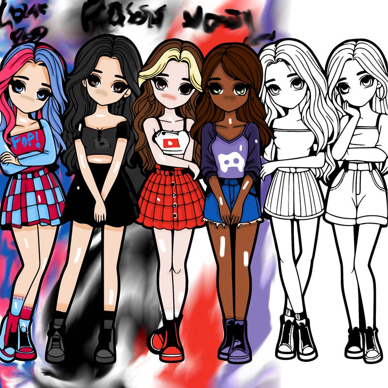 a group of girls realistic