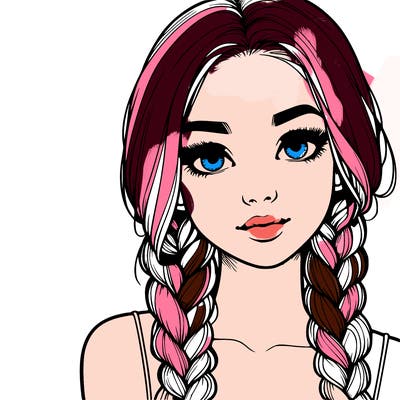 realistic girl with braids