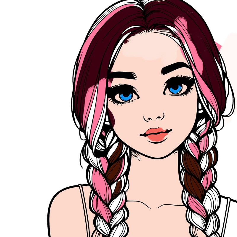 realistic girl with braids