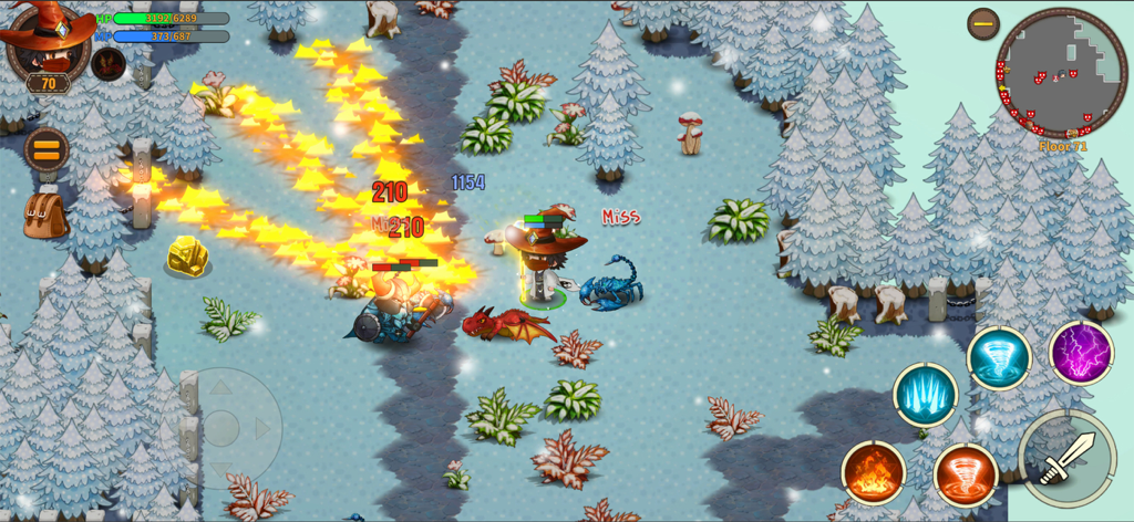 Mushroom Knight - Mushroom Knight character fighting enemies with pets in a snowy dungeon