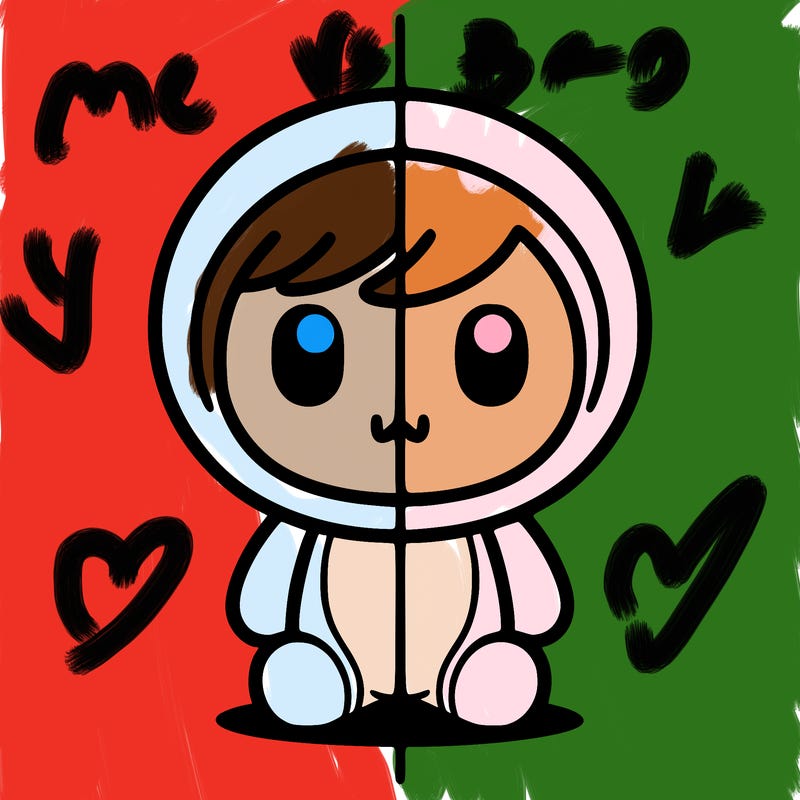 split down the middle