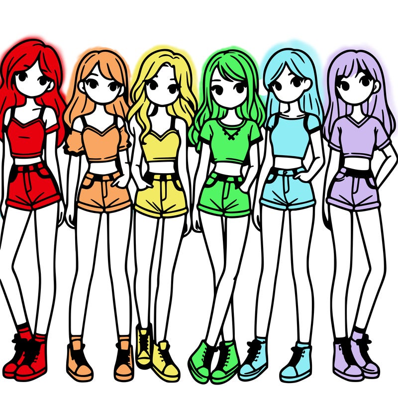 a group of girls wearing crop tops and shorts