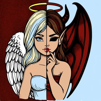 realistic angel half demon