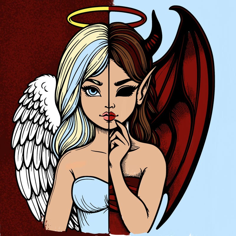 realistic angel half demon