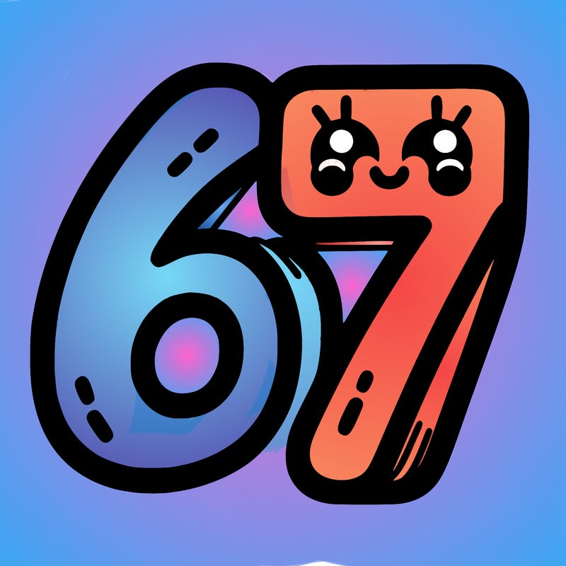 the numbers 67
