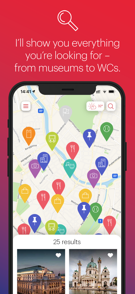ivie – Official Vienna Guide - Official Vienna Guide app map showing attractions and city infrastructure