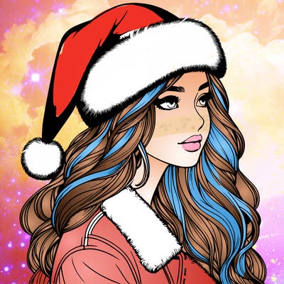 realistic girl in santa hat