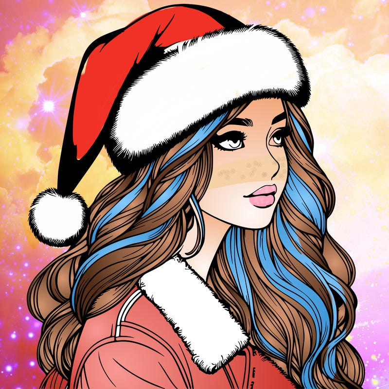 realistic girl in santa hat