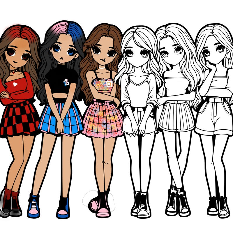 a group of girls realistic