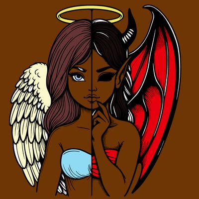 realistic angel half demon