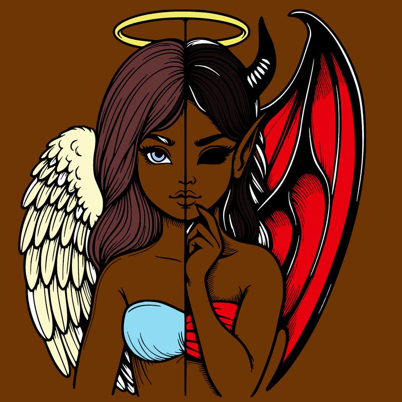 realistic angel half demon