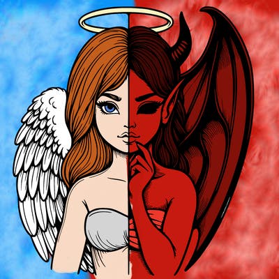 realistic angel half demon
