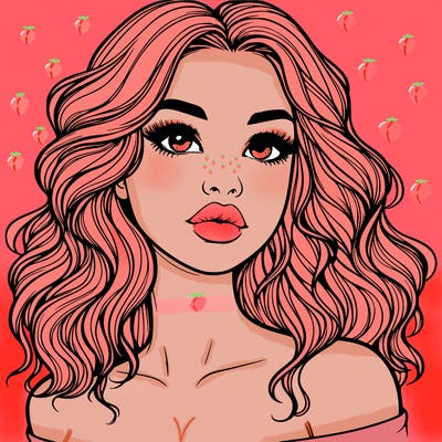 realistic girl with wavy hair and lips